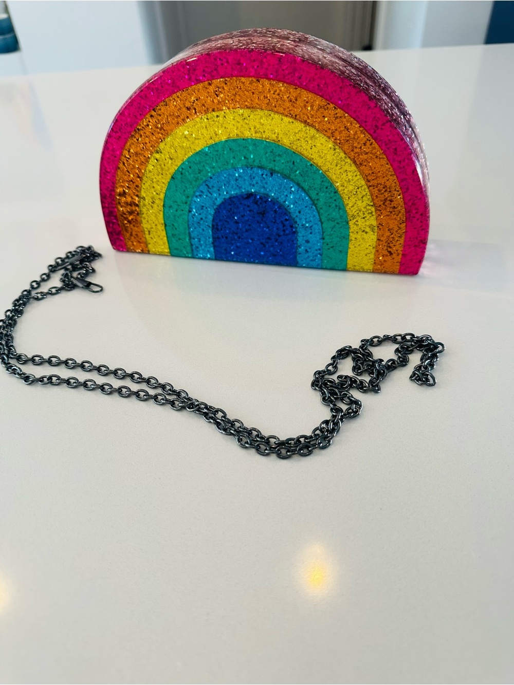 Kurt Geiger Pink Orange Yellow Green Blue Purple Rainbow Clutch NWOT